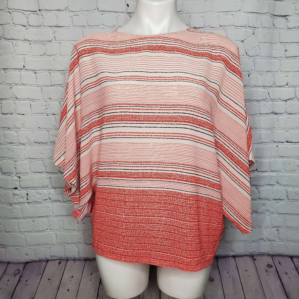 The Limited Red and Cream Striped Dolman Sleeve Blouse Size S
